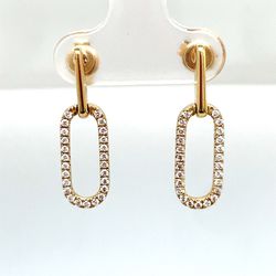 14KT Yellow Gold Diamond Paper Clip Style Earrings 3.15g .3CTW 177854/8