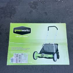 18" Greenworks Reel Lawn Mower With Grass Catcher