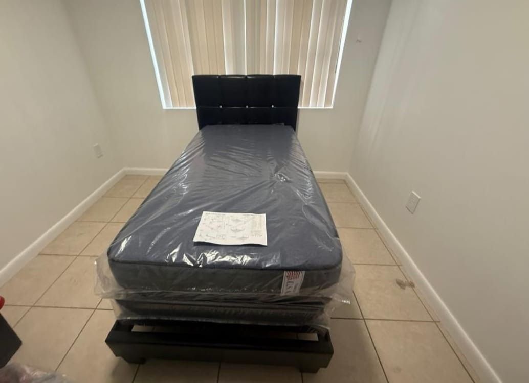 Twin Size Bed Frame With MATTRESS NEW BEDROOM FURNITURE SET Cama Twin Size Cama Individual Con Colchones