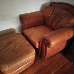Brown Leather Loveseat Sofa 