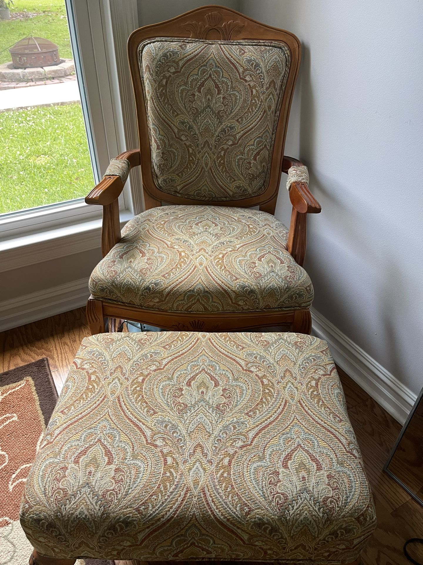 Lowered Price-Vintage Captain’s Chair With Ottoman