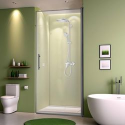 34" W x 72" H Frameless Reversible Pivot Shower Door 1/4" Clear SGCC Tempered Glass, 304 Stainless Steel Hardware, Water Protection Seal Stripes Plus 