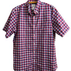 NWOT L.L. Bean Traditional Fit Plaid Short-Sleeve Button-Down Size M-Reg Shirt