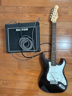Fullerton Electric Guitar with Kustom Amp and Cable