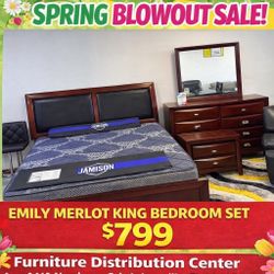ONLY $799! Emily Merlot King Bedroom Set 