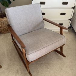 Mid-Century Modern Wooden Rocking Chair – Solid Wood Frame