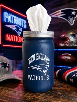 New England Patriots Mason Jar Tissue Holder Gift