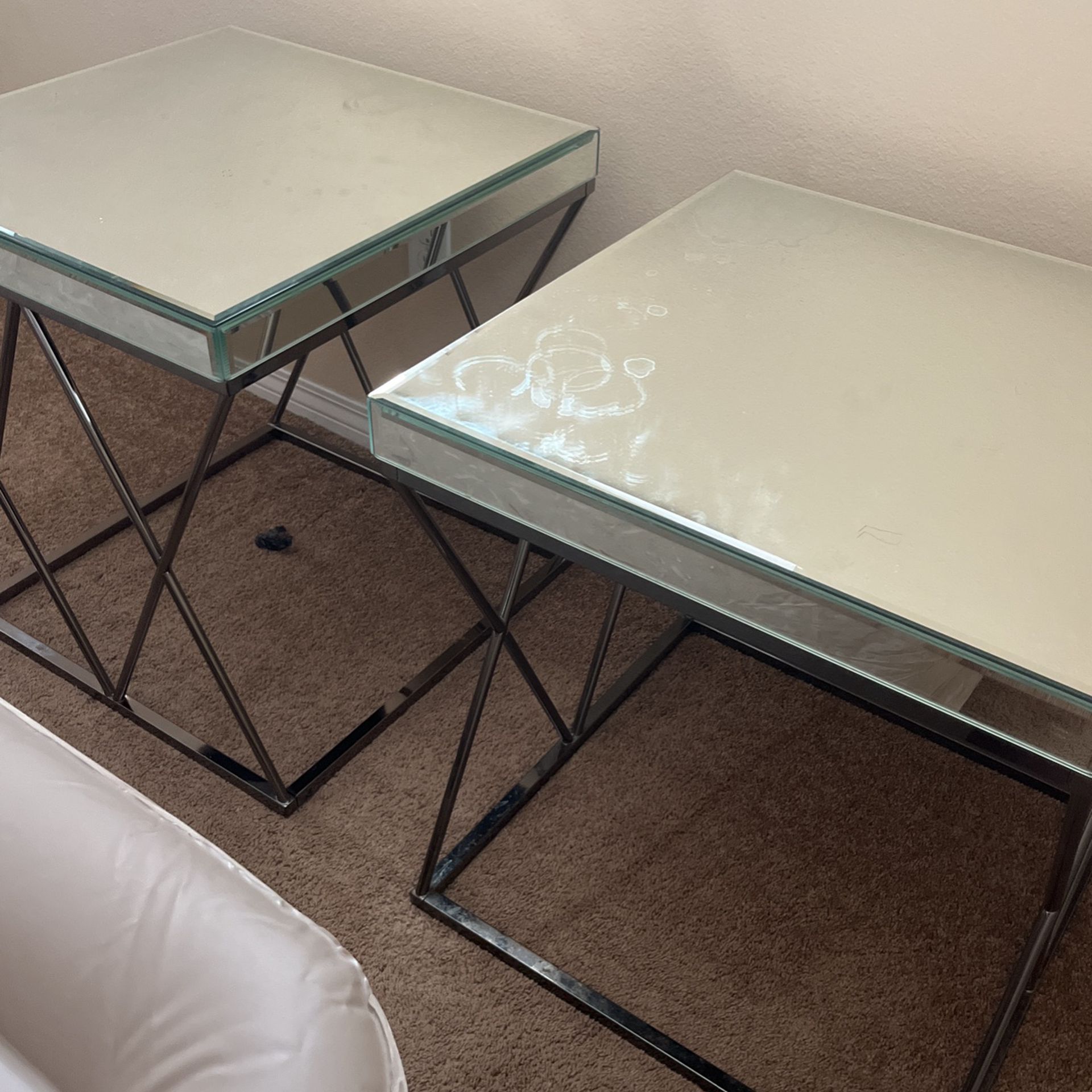 Set Of Two Mirrored Side Tables