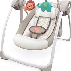 Ingenuity Soothe 'N Delight 6-Speed Compact Portable Baby Swing With Music And Bar, Folds For Easy Travel - Cozy Kingdom

