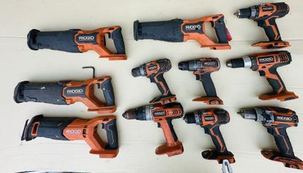 RIDGID 18V Tools Lot – Drills & Recip Saws – For Parts or Repair