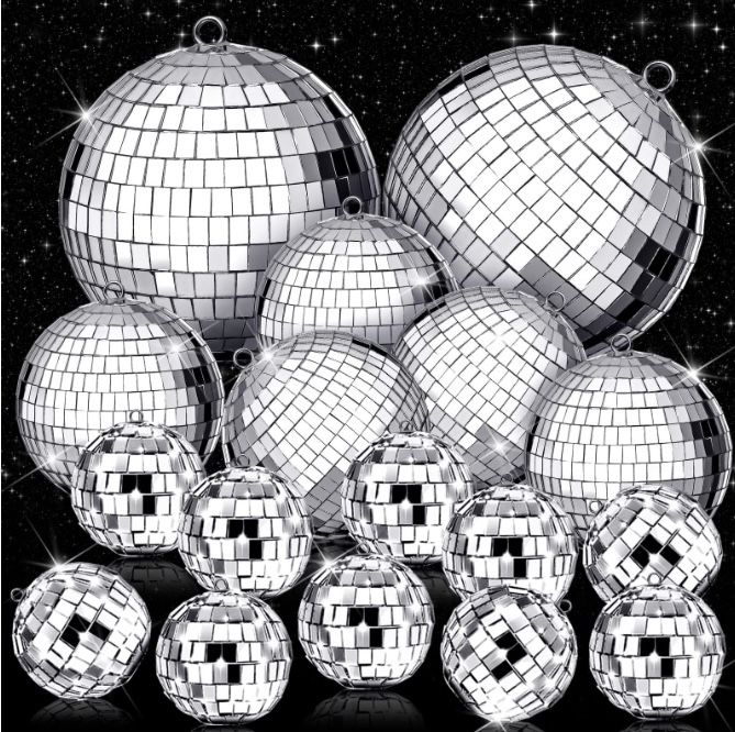 16 pack Disco Ball Mirrorballs, varied sizes