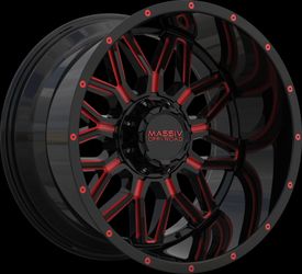 22x10 MASSIV OFF-ROAD OR1 BLACK AND RED MILLED Wheels