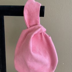Pink Faux Suede Wristlet 