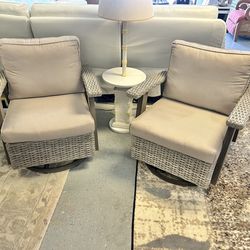 Pair of Broyhill patio rocking swivel chairs