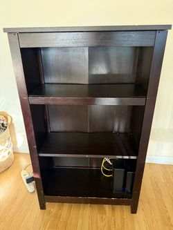 Dark Brown Wood Bookshelf 3 Shelves
