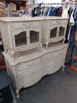 Dresser with matching night stands French provincial