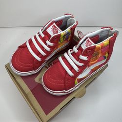 Vans SK8- Hi Zip Kids/ Red Hibiscus high tops Brand New US size 6