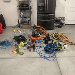 Complete Auto Detailing Setup – Compressor, Pressure Washer, Steam Cleaner, Vac + Supplies