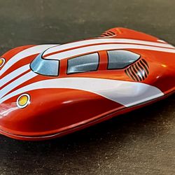 Vintage 2010 Schylling Friction Tin Toy Racer Car #11278LU, Racing Sound