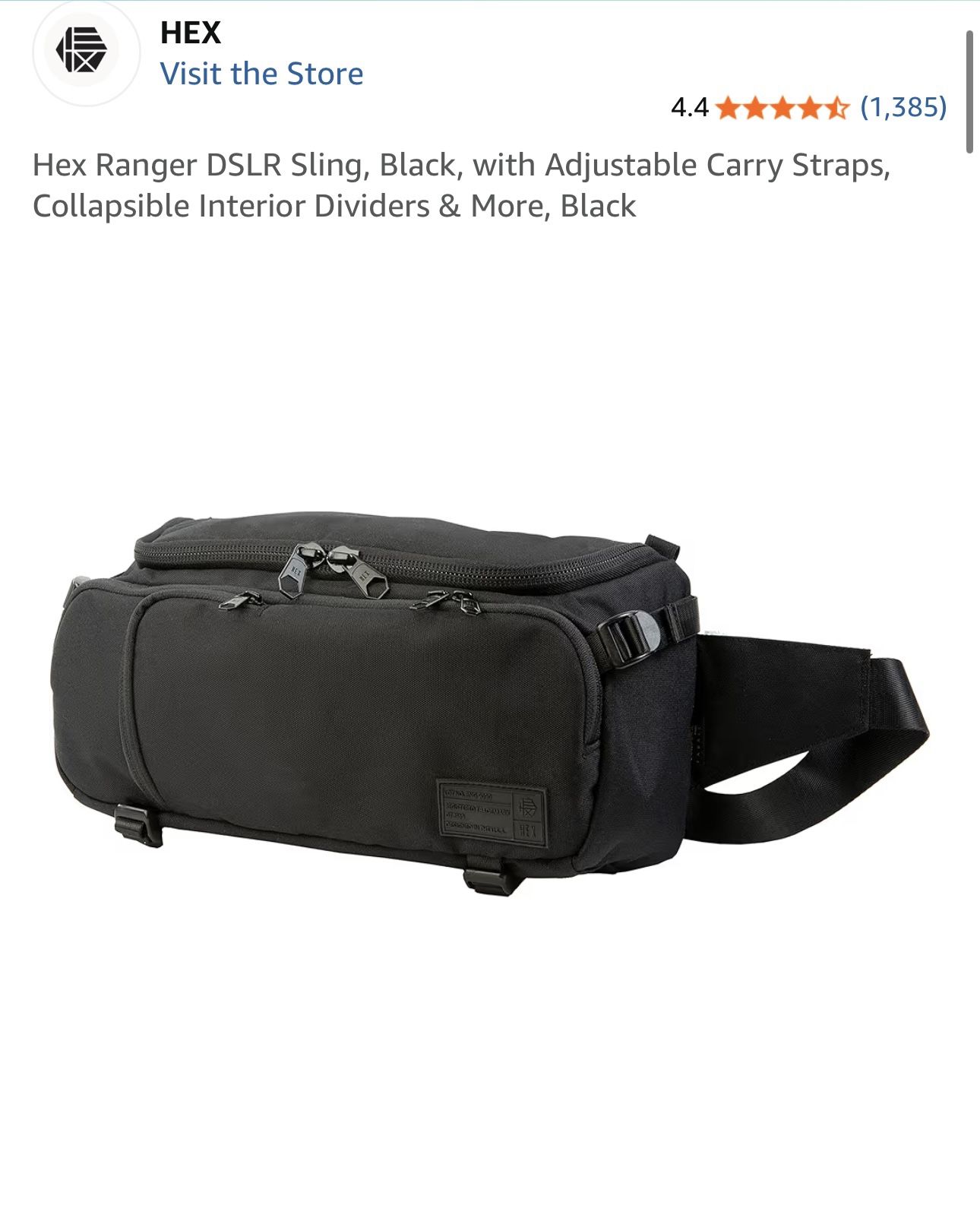 Hex Ranger DSLR Sling Camera Bag Black