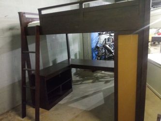 Solid Wood Full Loft Bed With Desk & Mattress