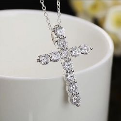 Sterling Silver And Cz Cross 
