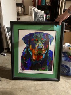 Framed Colorful Rottweiler Dog Art Print