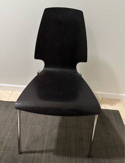 Black Wood Dining Chair with Chrome Legs