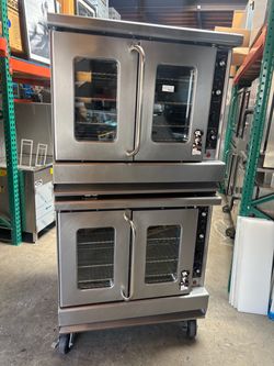 Gas Convection ovens Double stack Montague Bakery Depth On Wheels works great. Looks new commercial restaurant nsf