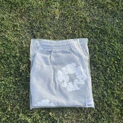 gray denim tears shorts