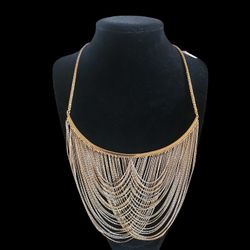 Women's Draped Multi Chain Statement Necklace Gold & Silver Tone 
 Jewelry         