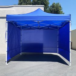 $140 (New) Heavy duty white 10x10 ft canopy with 3 sidewalls ez popup outdoor gazebo, carry bag