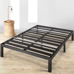 New* 14" King Size Heavy Duty Platform Bed Frame No Box Spring Needed In The Box Seal 