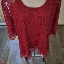 🩷🔥BEAUTIFUL VIBRANT RED LACE,...CLASSY DRESS BY INDIGO SOUL SIZE:1-2X