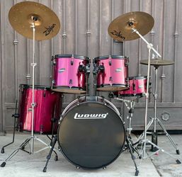 Ludwig Purple/Black Drum Set with Zildjian Cymbals and Hardware