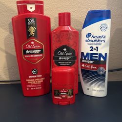 Old Spice Men Bundle BodyWash Shampoo Conditioner 1 Travel Size Deodorant 