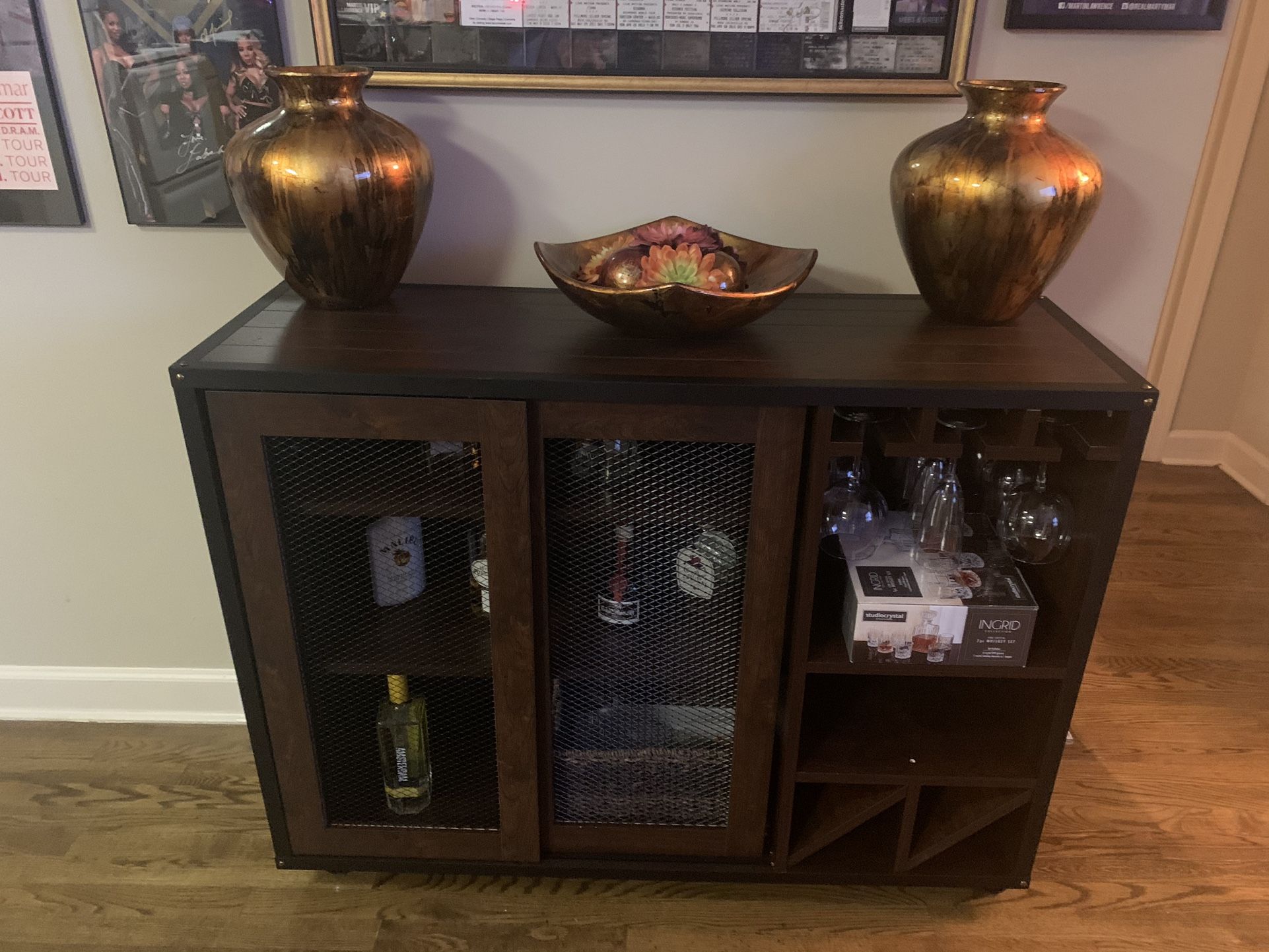 Bar on wheels w/ Wine Glasses