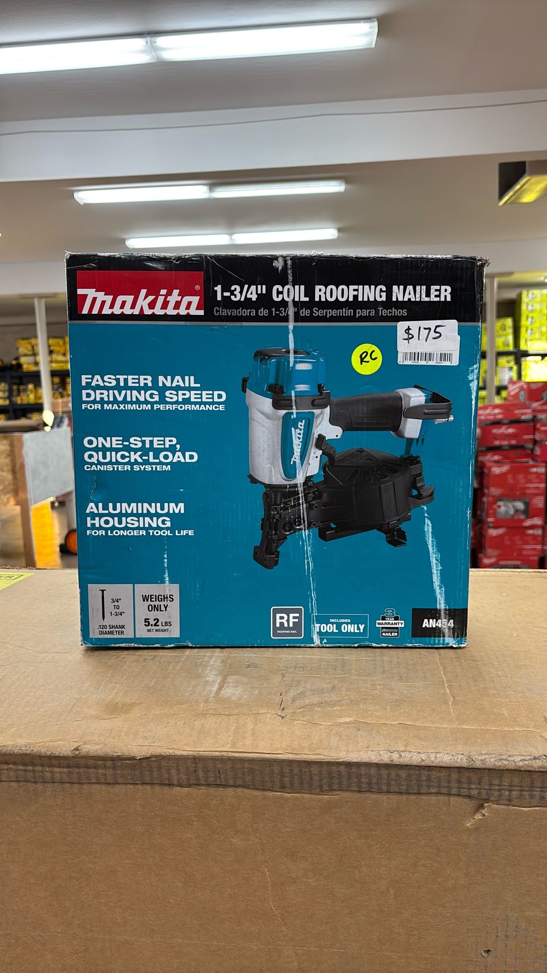 Malita Pneumatic 1-3/4 in. 15 Degree Coil Corded Roofing Nailer