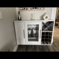 White And Brown Liquor cabinet With wine rack