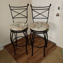 Set of 2 Metal Bar Stools 
