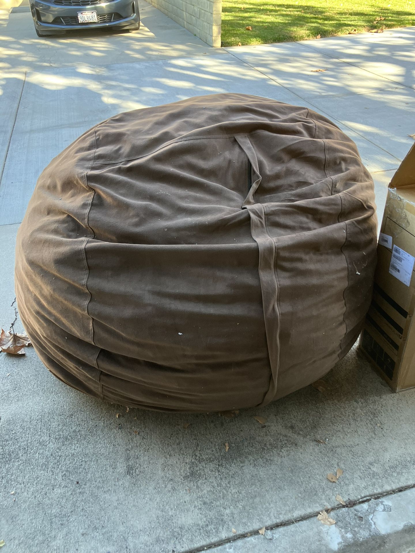 6 Ft Brown Suede Bean Bag Chair