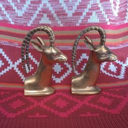 Vintage Brass Bookends - Gazelle