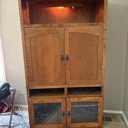 Mission Style Oak Storage Cabinet—free