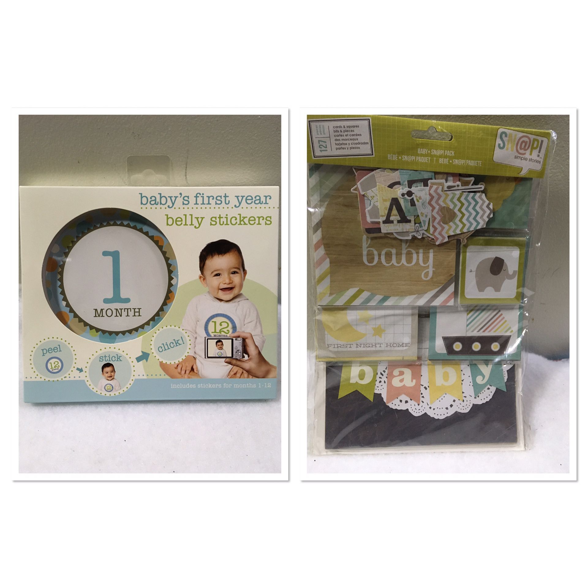 New baby first year belly stickers and scrapbook kit