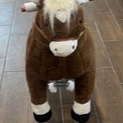 Large Ride-On Plush Horse (Adjustable Height Like New