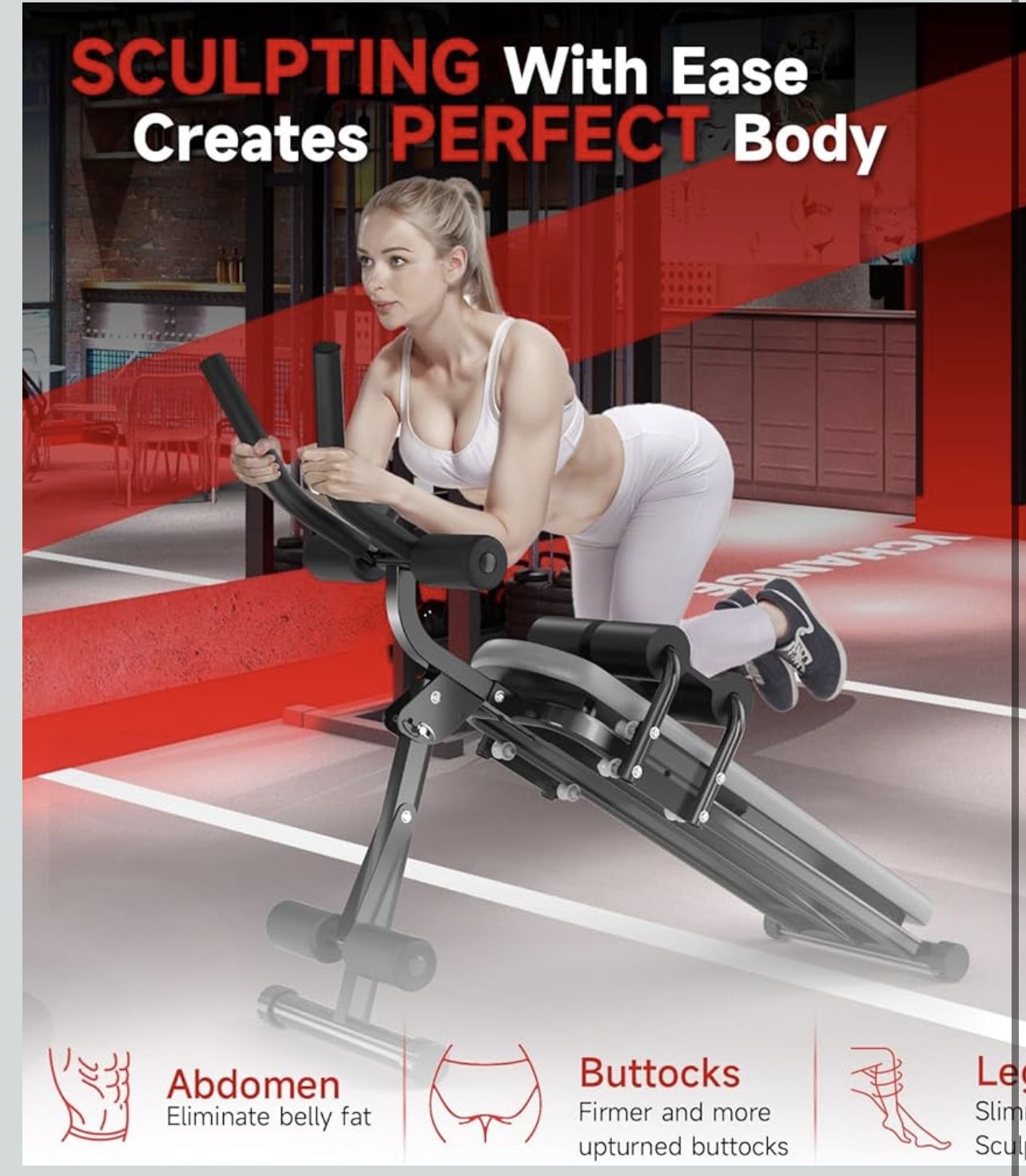 Bigzzia Ab Machine, Ab Workout Equipment Machine for Stomach Workout Foldable Abdominal Trainer for Home Gym Adjustable Ab Exercise Bench Crunch Machi