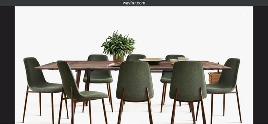 9-Piece Extendable Dining Table Set with 8 Upholstered Chairs, Rectangular Table with Leaf Storage