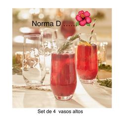 Set de 4 vasos altos nuevos en su caja 🌺 princess house 🌺