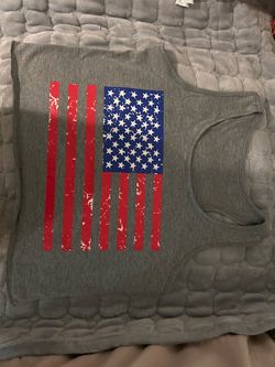 Gray American Flag Graphic Tank crop Top