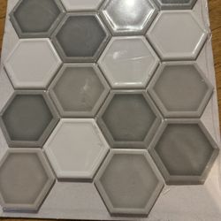 Hexagon tile - grey (gray) and white- 11 sheets total